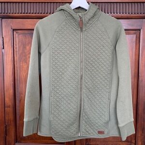 L. L. Bean Quilted Sweatshirt Full-Zip Hooded Long Jacket in Sage Green Sz Small